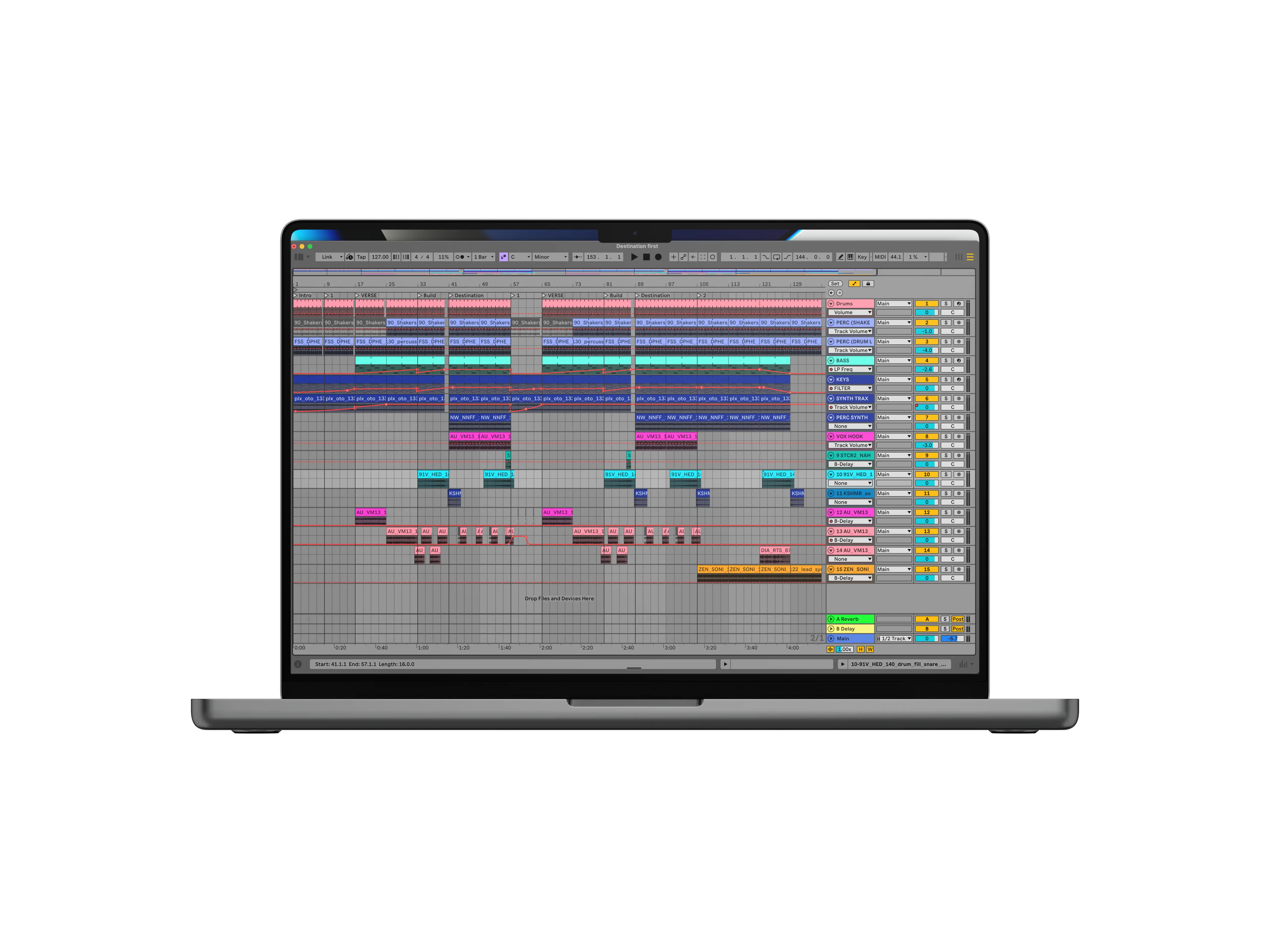 A finished arrangement in Ableton Live
